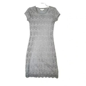 Crochet Lace Stretch Midi Dress Gray Grey Size Small READ Goth Whimsigoth